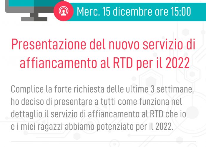 Presentazione servizio di affiancamento al RTD per il 2022