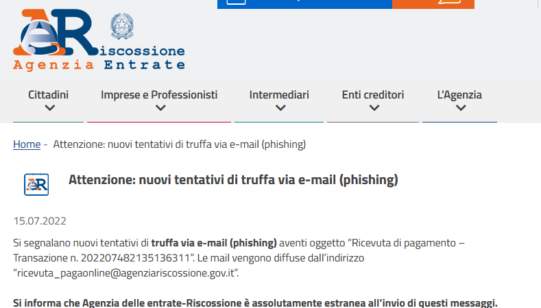 Phishing all’Agenzia delle Entrate